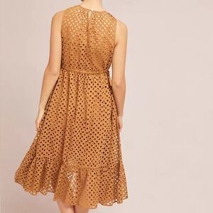 Anthropologie | $450 Ne Quittez Pas Uptown Midi Honey Brown Eyelet Dress M